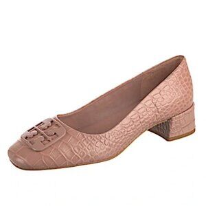 💕TORY BURCH💕 Georgia Pump Soft Croc Embossed Leather Meadowsweet Pink 9 NWOT